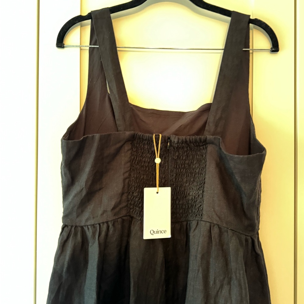 Quince linen Elegant Black Midi Dress size Large NWT - Picture 7 of 10